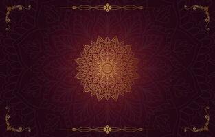 Luxurious arabic red and gold mandala background. vector