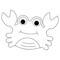 Red crab cartoon isolated on white background. Vector. Cute crab. Kid drawing. Line drawing illustration. vector