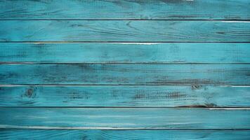 wood background. blank turquoise color wall with space for graphic design element. generative AI photo