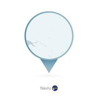 Map pin with detailed map of Nauru and neighboring countries. vector