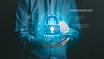 Cybersecurity protects digital information, computer systems, and networks, data privacy, secure passwords, and encryption to safeguard and ensure privacy. business technology shield safety hacker photo