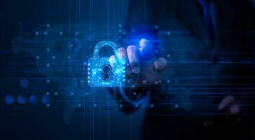 Cybersecurity protects digital information, computer systems, and networks, data privacy, secure passwords, and encryption to safeguard and ensure privacy. business technology shield safety hacker photo