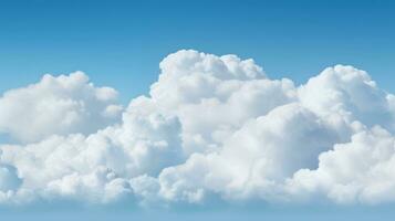 White fluffy clouds in the blue sky. 3d render illustration. Generative AI photo