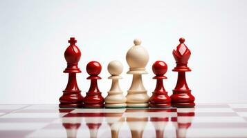 Chess pieces on a chessboard, 3d render, square image Generative AI photo