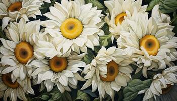 white sunflowers bright photo