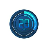 The 20 minutes, stopwatch vector icon. Stopwatch icon in flat style on a white background. Vector stock illustration.