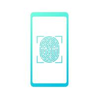 Touch ID - vector illustration. Smartphone with fingerprint isolated on a white background.