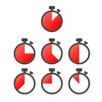 Set of simple timers on white background. Different time on timers. Vector illustration.