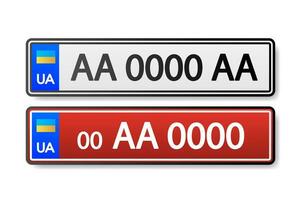 European Number plate car. Information sign. Options for vehicle license plates. vector