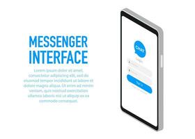 Trendy messenger interface Application with Dialogue window. Sms Messenger. Vector illustration.