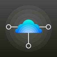 Cloud computing icon on black background. Vector illustration.