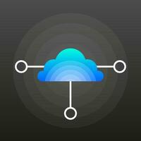 nube informática icono en negro antecedentes. vector ilustración.