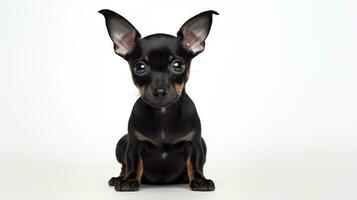 Puppy of miniature pinscher isolated on a white background. Generative AI photo