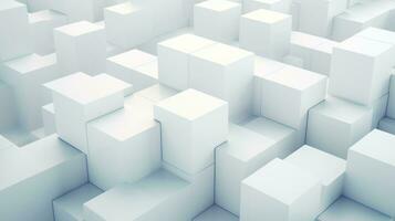 Abstract white cubes background, 3d render illustration, square image. Generative AI photo