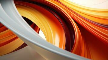 3d render, abstract background with orange and yellow curved lines. Generative AI photo