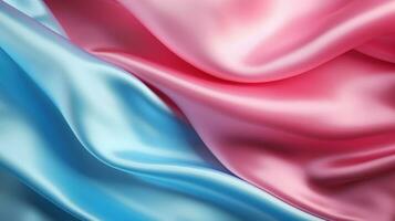 Smooth elegant blue and pink satin cloth can use as background Generative AI photo