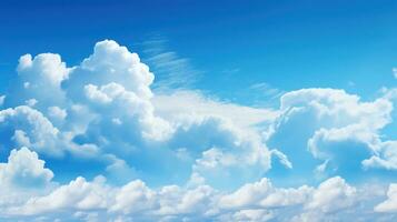 Blue sky background with tiny clouds, 3d illustration, horizontal image Generative AI photo