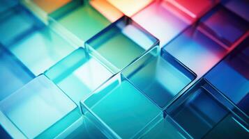 Colorful abstract background with glass cubes. 3d render illustration. Generative AI photo