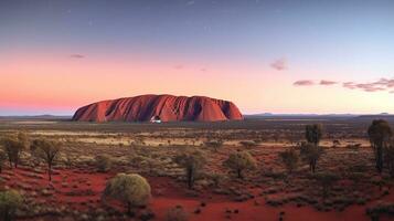 Night view of Uluru - Ayers Rock. Generative AI photo