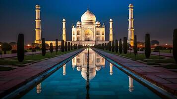 Night view of The Taj Mahal. Generative AI photo