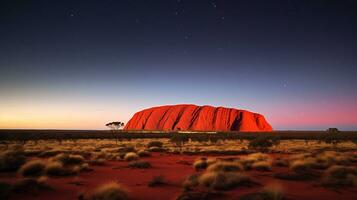 noche ver de uluru - ayeres roca. generativo ai foto