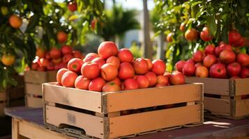 Freshly picked Caja fruit from garden placed in the boxes. Generative AI photo