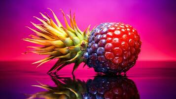 Photo of Thistle fruit half against a colorful abstract background. Generative AI