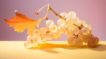 Photo of White currant fruit half against a colorful abstract background. Generative AI