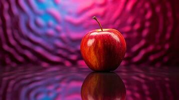 Photo of Mabolo velvet apple fruit half against a colorful abstract background. Generative AI