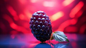 Photo of Honeyberry fruit half against a colorful abstract background. Generative AI