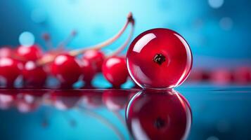 Photo of Cranberry fruit half against a colorful abstract background. Generative AI