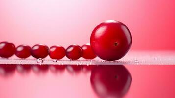 Photo of Cranberry fruit half against a colorful abstract background. Generative AI