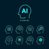 artificial intelligence icon set in vector format