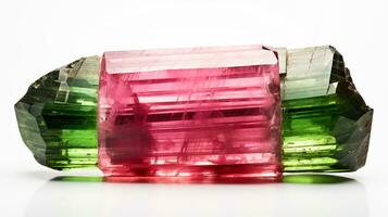 Photo of Tourmaline isolated on white background. Generative AI