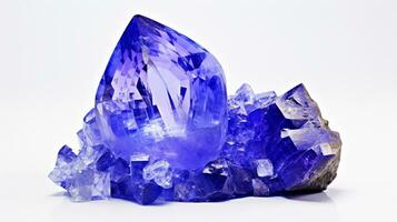 Photo of Tanzanite isolated on white background. Generative AI