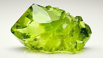 Photo of Peridot isolated on white background. Generative AI