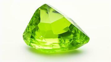 Photo of Peridot isolated on white background. Generative AI