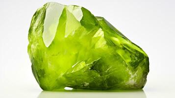 Photo of Peridot isolated on white background. Generative AI