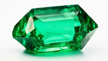 Photo of Emerald isolated on white background. Generative AI