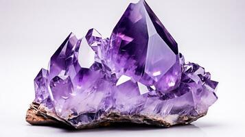 Photo of Amethyst isolated on white background. Generative AI