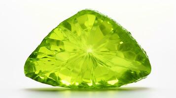 Photo of Peridot isolated on white background. Generative AI