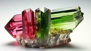 Photo of Tourmaline isolated on white background. Generative AI