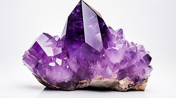 Photo of Amethyst isolated on white background. Generative AI