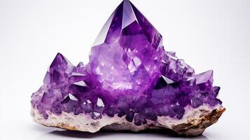 Photo of Amethyst isolated on white background. Generative AI