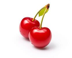 Photo of Barbados cherry isolated on white background. Generative AI