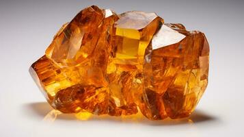 Photo of Citrine isolated on white background. Generative AI