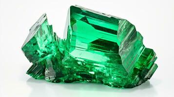 Photo of Emerald isolated on white background. Generative AI