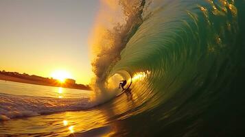 surfistas atrapando ondas. generativo ai foto