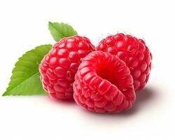 Photo of Raspberry isolated on white background. Generative AI