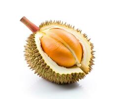 Photo of Red durian isolated on white background. Generative AI